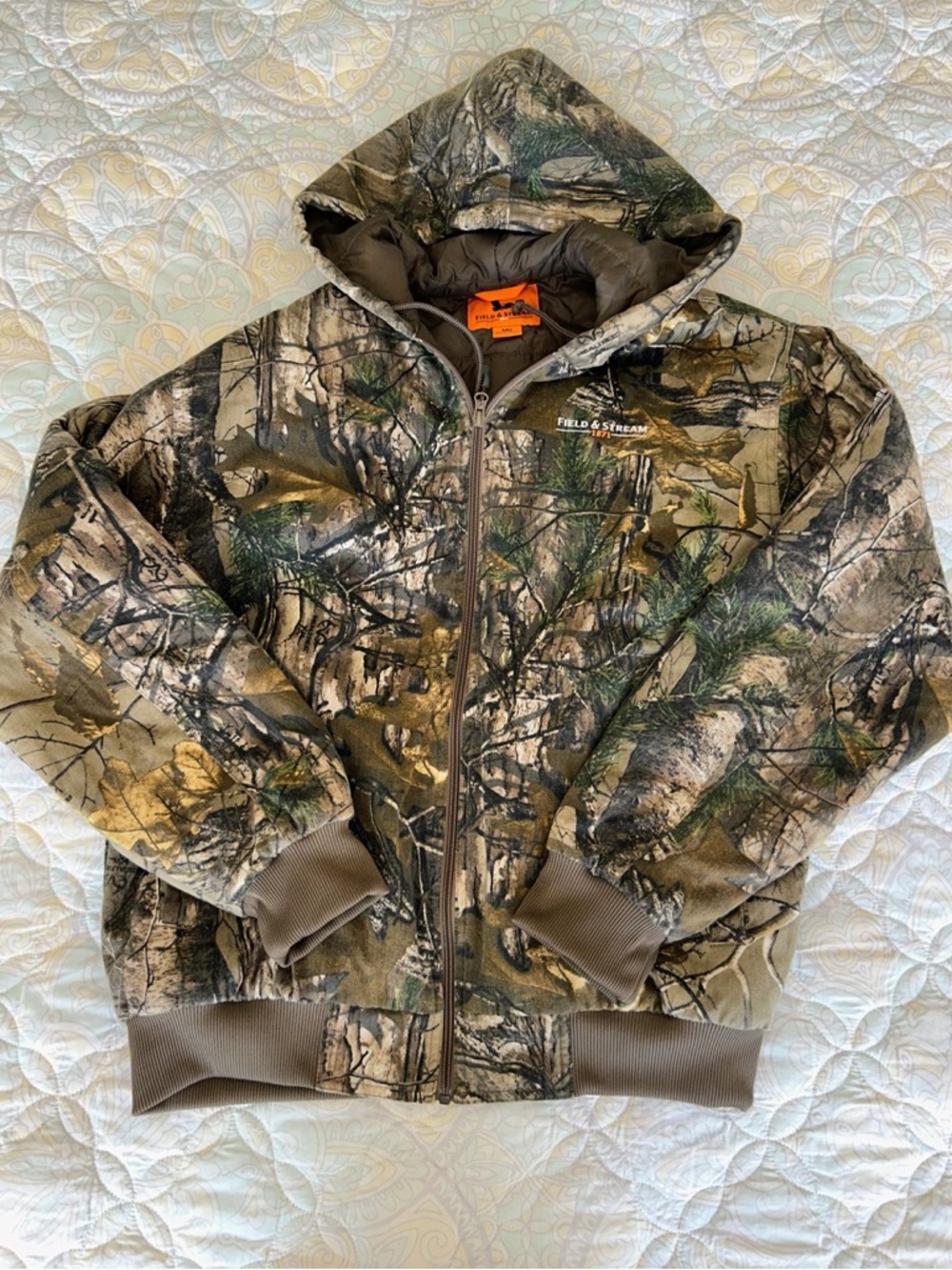 Field & Stream Mens Medium Hooded Camo Puffer Jacket - HydroRepel